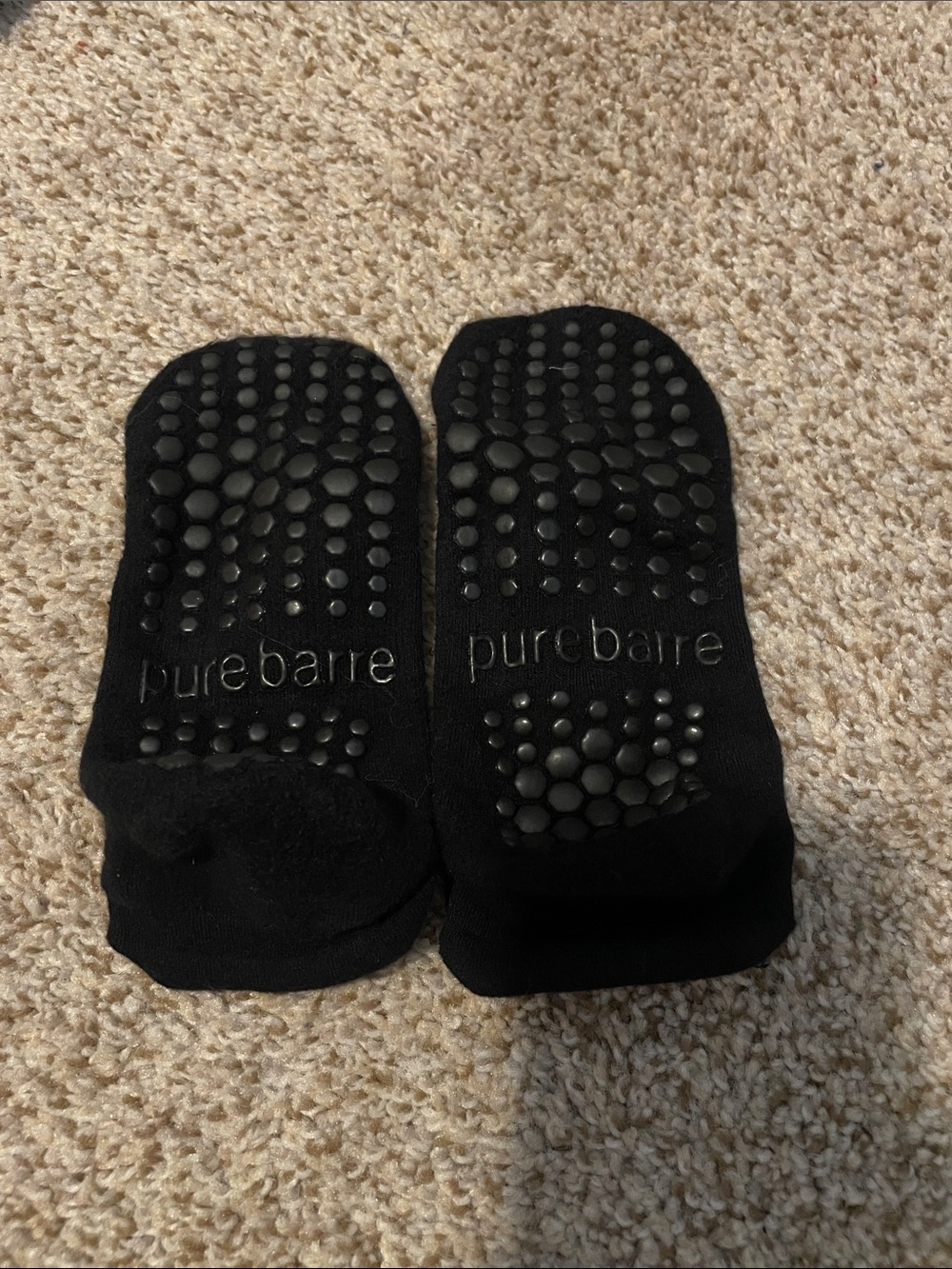 Pure Barre Black Grip No-Show Socks with peach Wine Glass Accent - Picture 2 of 2